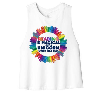 Reading Is Magical Like A Unicorn Only Better Women's Racerback Cropped Tank