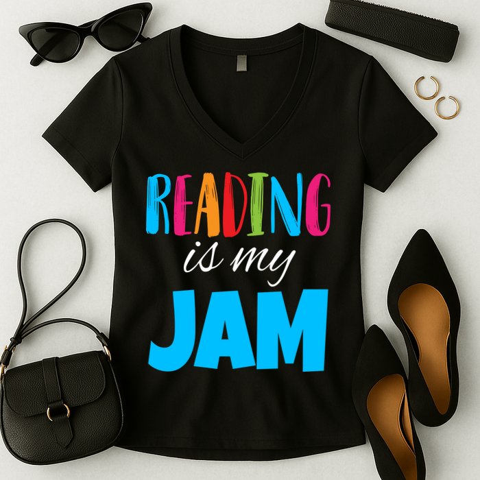 Reading Is My Jam Women's V-Neck T-Shirt