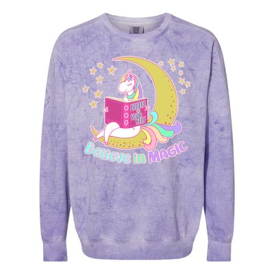 Reading Unicorn Believe In Yourself & Magic Colorblast Crewneck Sweatshirt