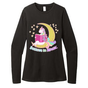 Reading Unicorn Believe In Yourself & Magic Womens CVC Long Sleeve Shirt