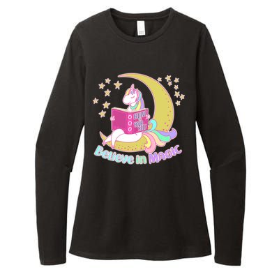 Reading Unicorn Believe In Yourself & Magic Womens CVC Long Sleeve Shirt