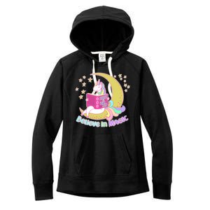 Reading Unicorn Believe In Yourself & Magic Women's Fleece Hoodie