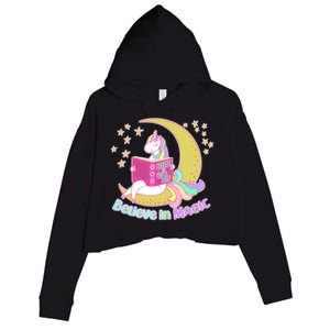 Reading Unicorn Believe In Yourself & Magic Crop Fleece Hoodie