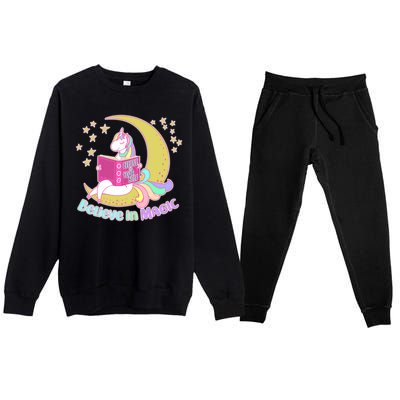 Reading Unicorn Believe In Yourself & Magic Premium Crewneck Sweatsuit Set