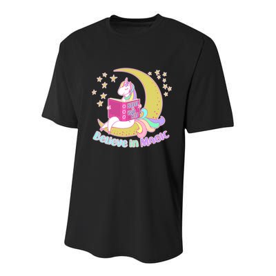 Reading Unicorn Believe In Yourself & Magic Youth Performance Sprint T-Shirt