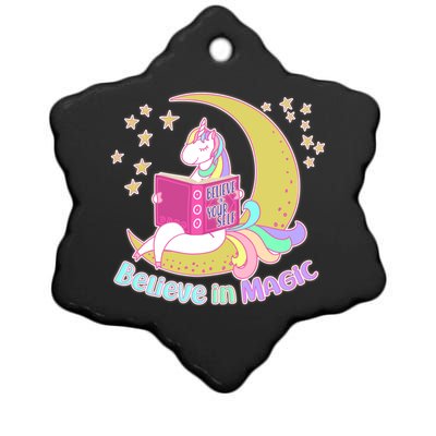 Reading Unicorn Believe In Yourself & Magic Ceramic Star Ornament