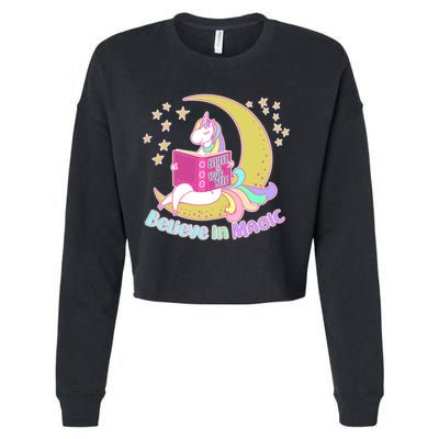 Reading Unicorn Believe In Yourself & Magic Cropped Pullover Crew