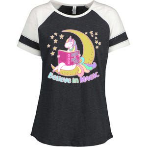 Reading Unicorn Believe In Yourself & Magic Enza Ladies Jersey Colorblock Tee