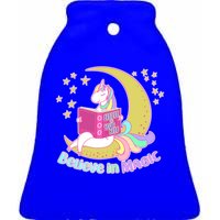 Reading Unicorn Believe In Yourself & Magic Ceramic Bell Ornament