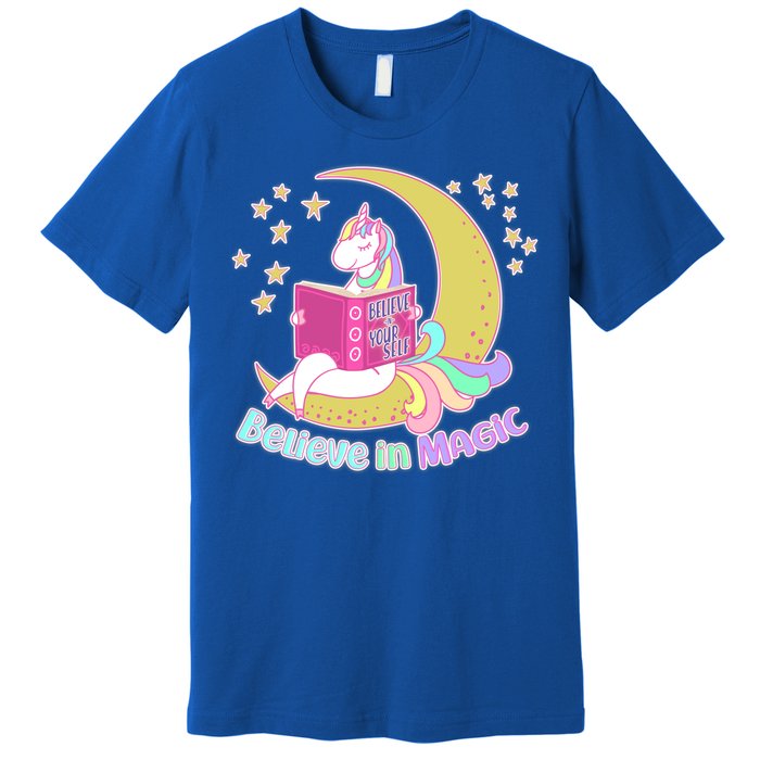 Reading Unicorn Believe In Yourself & Magic Premium T-Shirt