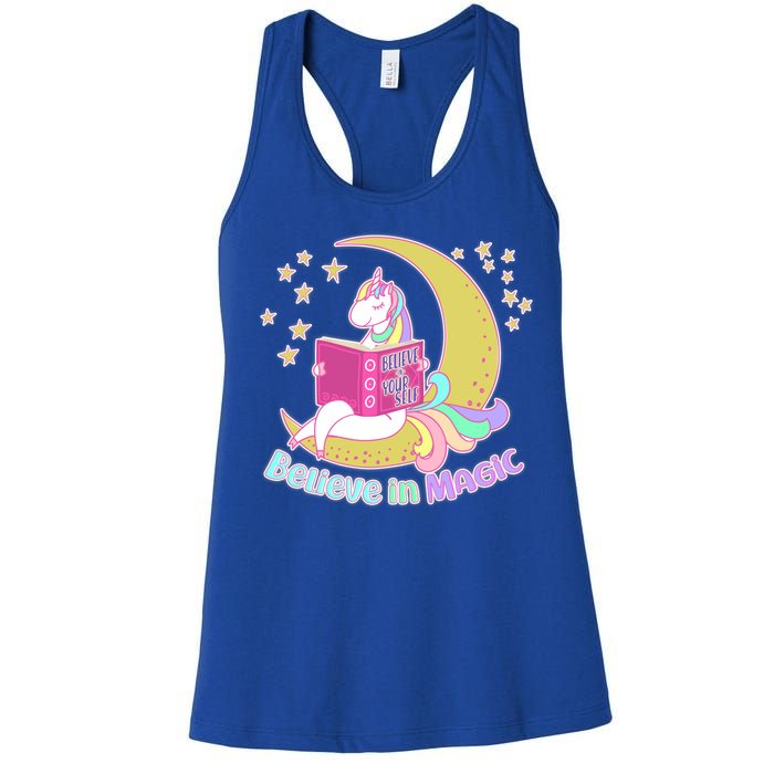 Reading Unicorn Believe In Yourself & Magic Women's Racerback Tank