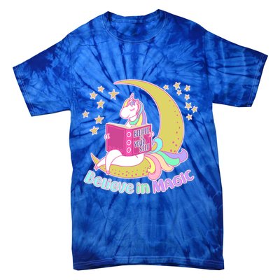 Reading Unicorn Believe In Yourself & Magic Tie-Dye T-Shirt