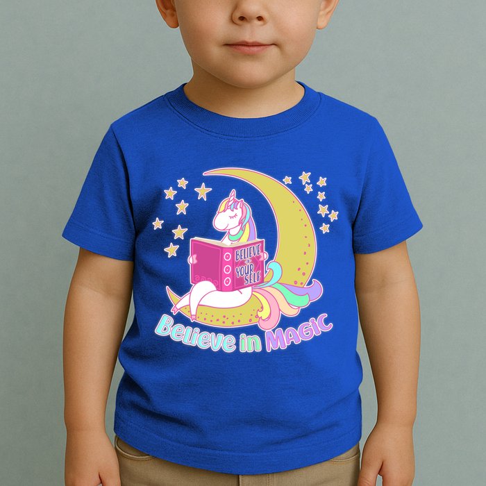 Reading Unicorn Believe In Yourself & Magic Toddler T-Shirt