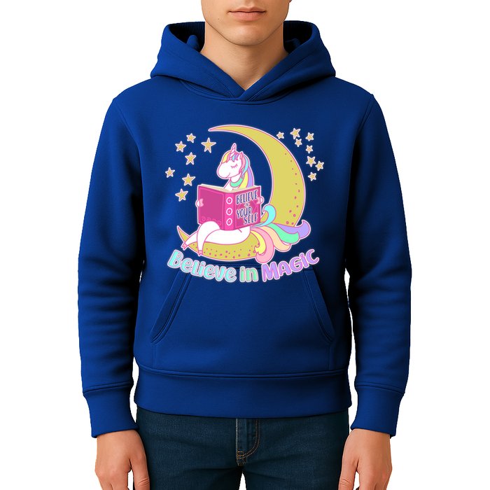 Reading Unicorn Believe In Yourself & Magic Kids Hoodie