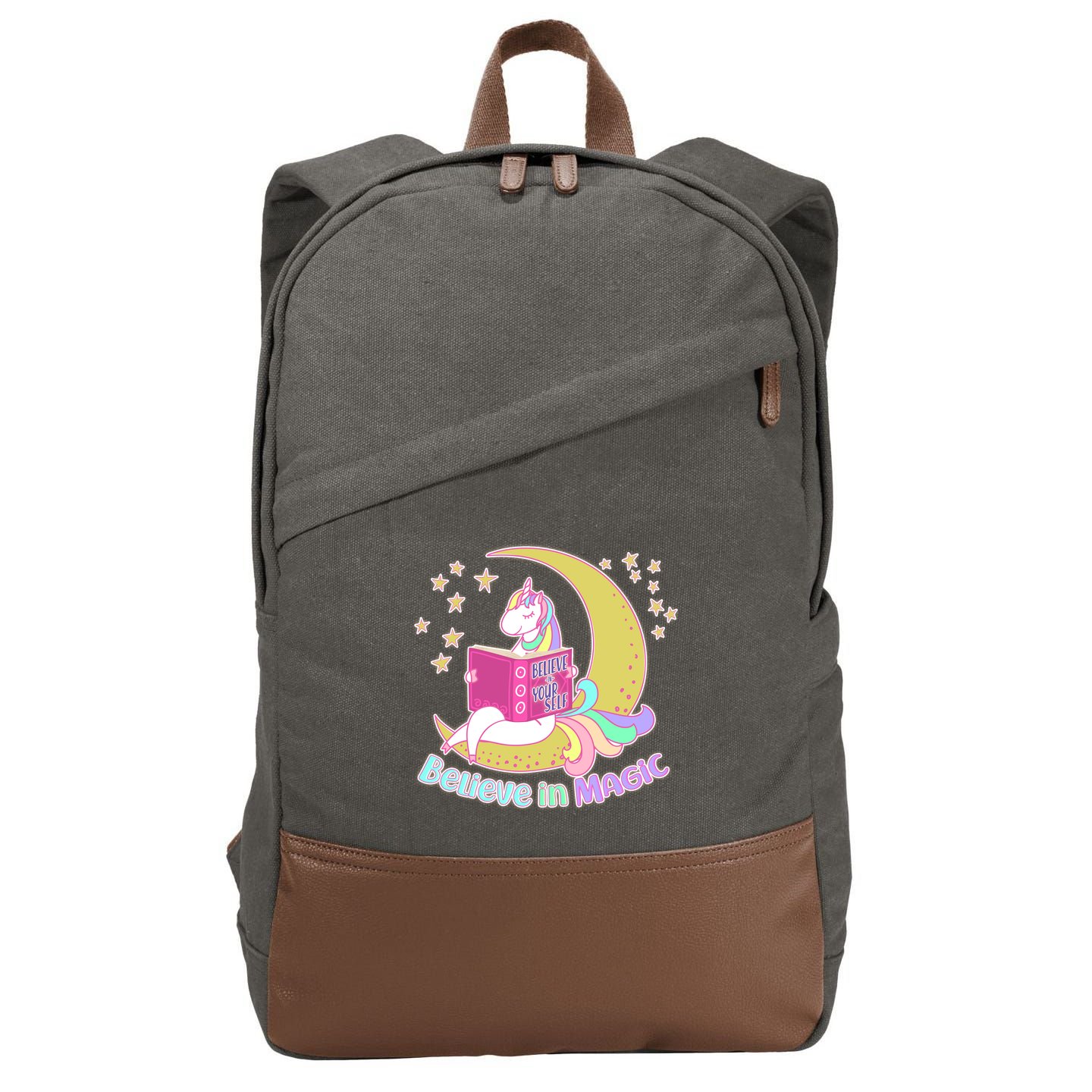 Reading Unicorn Believe In Yourself & Magic Cotton Canvas Backpack