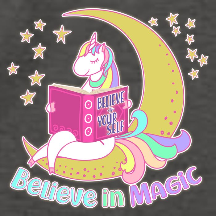 Reading Unicorn Believe In Yourself & Magic Vector Backpack