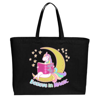 Reading Unicorn Believe In Yourself & Magic Cotton Canvas Jumbo Tote