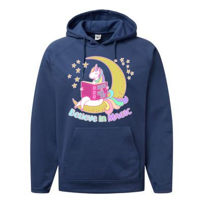 Reading Unicorn Believe In Yourself & Magic Performance Fleece Hoodie