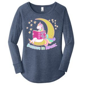 Reading Unicorn Believe In Yourself & Magic Women's Perfect Tri Tunic Long Sleeve Shirt