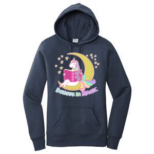 Reading Unicorn Believe In Yourself & Magic Women's Pullover Hoodie