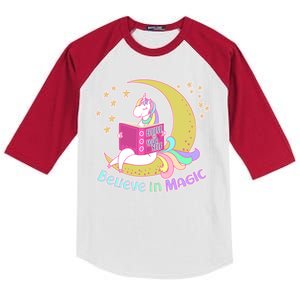 Reading Unicorn Believe In Yourself & Magic Kids Colorblock Raglan Jersey