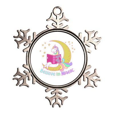 Reading Unicorn Believe In Yourself & Magic Metallic Star Ornament