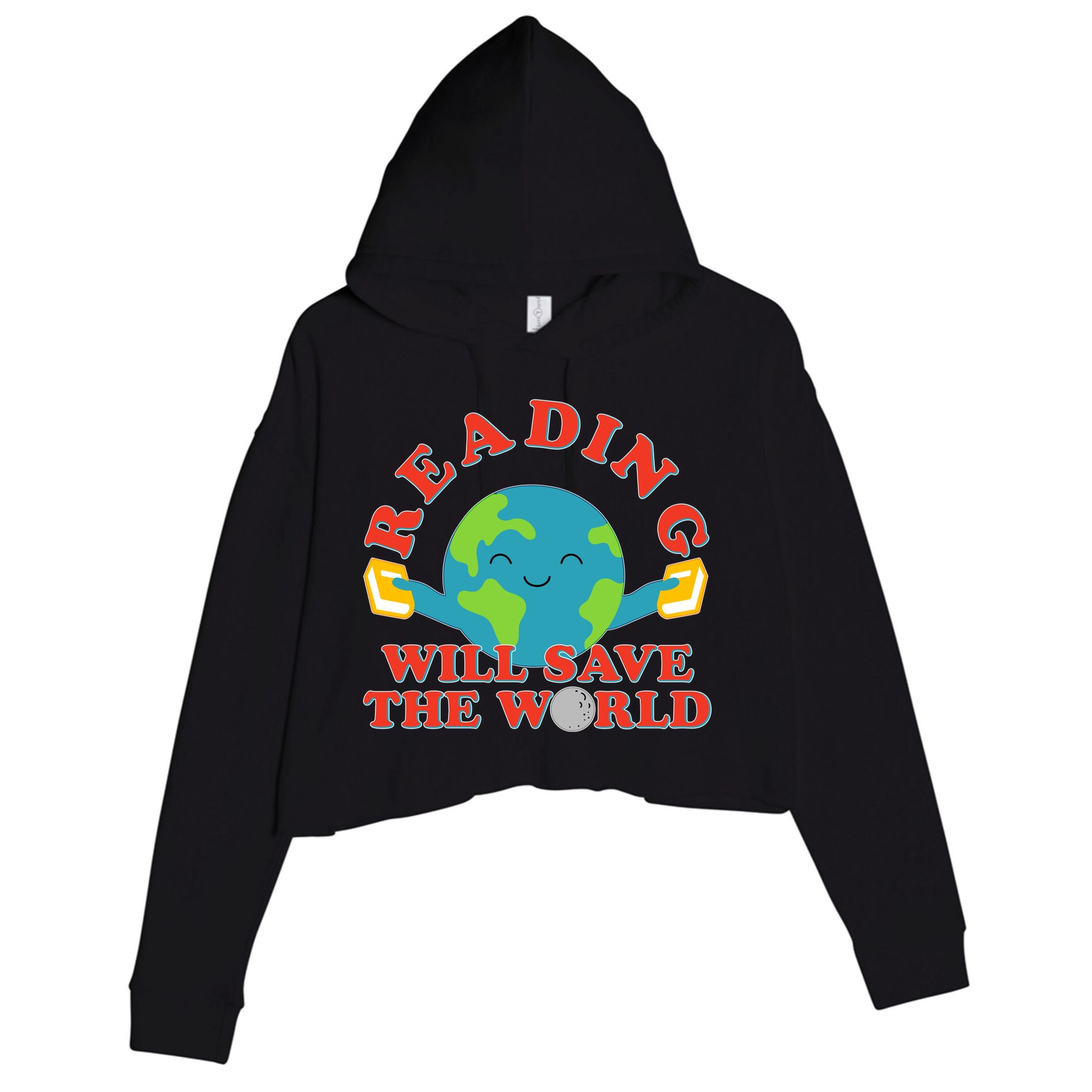 Reading Will Save The World Crop Fleece Hoodie