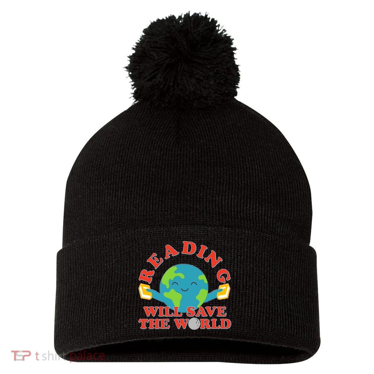 Reading Will Save The World Pom Pom 12in Knit Beanie