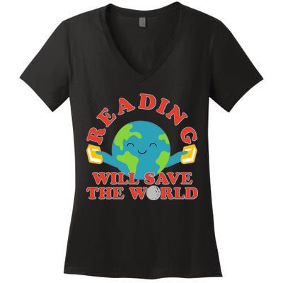 Reading Will Save The World Women's V-Neck T-Shirt
