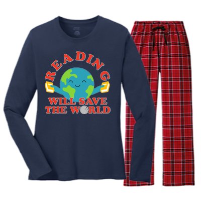 Reading Will Save The World Women's Long Sleeve Flannel Pajama Set 