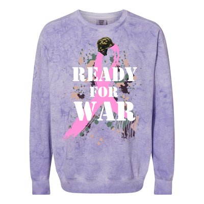 Ready For War Breast Cancer Colorblast Crewneck Sweatshirt