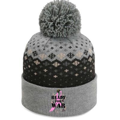 Ready For War Breast Cancer The Baniff Cuffed Pom Beanie