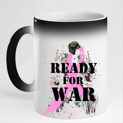 Ready For War Breast Cancer 11oz Black Color Changing Mug