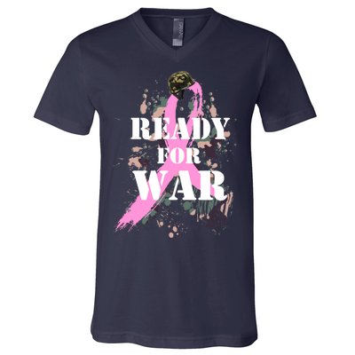 Ready For War Breast Cancer V-Neck T-Shirt