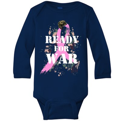 Ready For War Breast Cancer Baby Long Sleeve Bodysuit