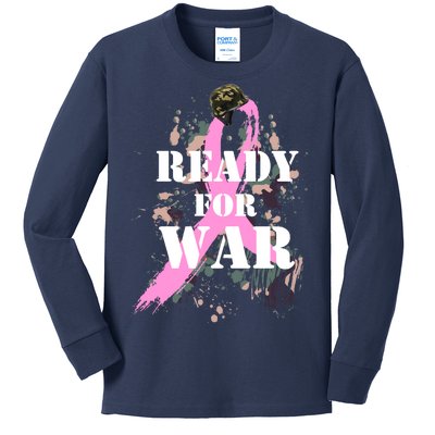 Ready For War Breast Cancer Kids Long Sleeve Shirt