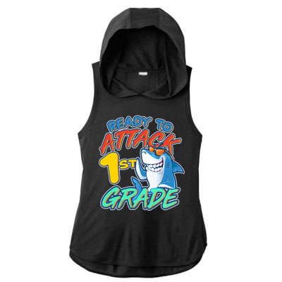 Ready To Attack 1st Grade Shark Ladies PosiCharge Tri-Blend Wicking Draft Hoodie Tank