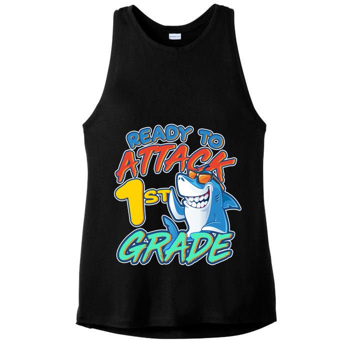 Ready To Attack 1st Grade Shark Ladies PosiCharge Tri-Blend Wicking Tank