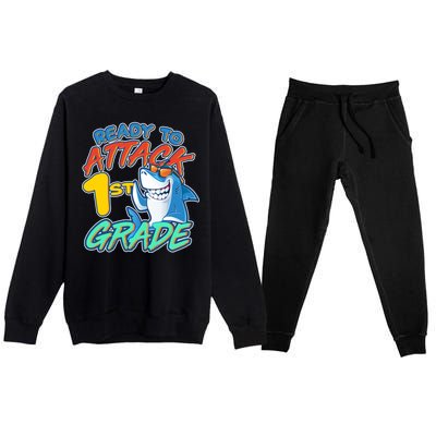 Ready To Attack 1st Grade Shark Premium Crewneck Sweatsuit Set