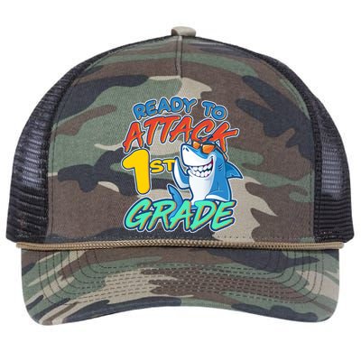 Ready To Attack 1st Grade Shark Retro Rope Trucker Hat Cap