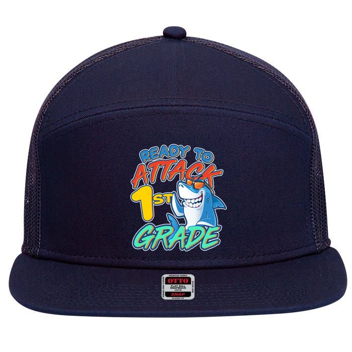 Ready To Attack 1st Grade Shark 7 Panel Mesh Trucker Snapback Hat