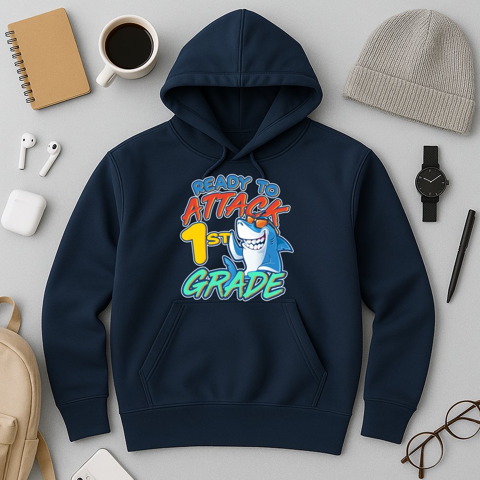 Ready To Attack 1st Grade Shark Hoodie
