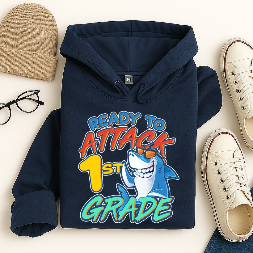 Ready To Attack 1st Grade Shark Hoodie