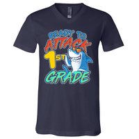 Ready To Attack 1st Grade Shark V-Neck T-Shirt