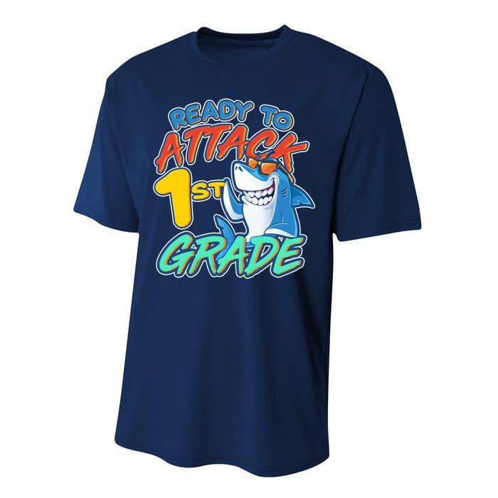 Ready To Attack 1st Grade Shark Performance Sprint T-Shirt