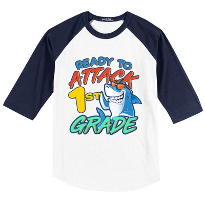 Ready To Attack 1st Grade Shark Baseball Sleeve Shirt