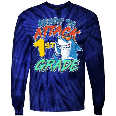 Ready To Attack 1st Grade Shark Tie-Dye Long Sleeve Shirt