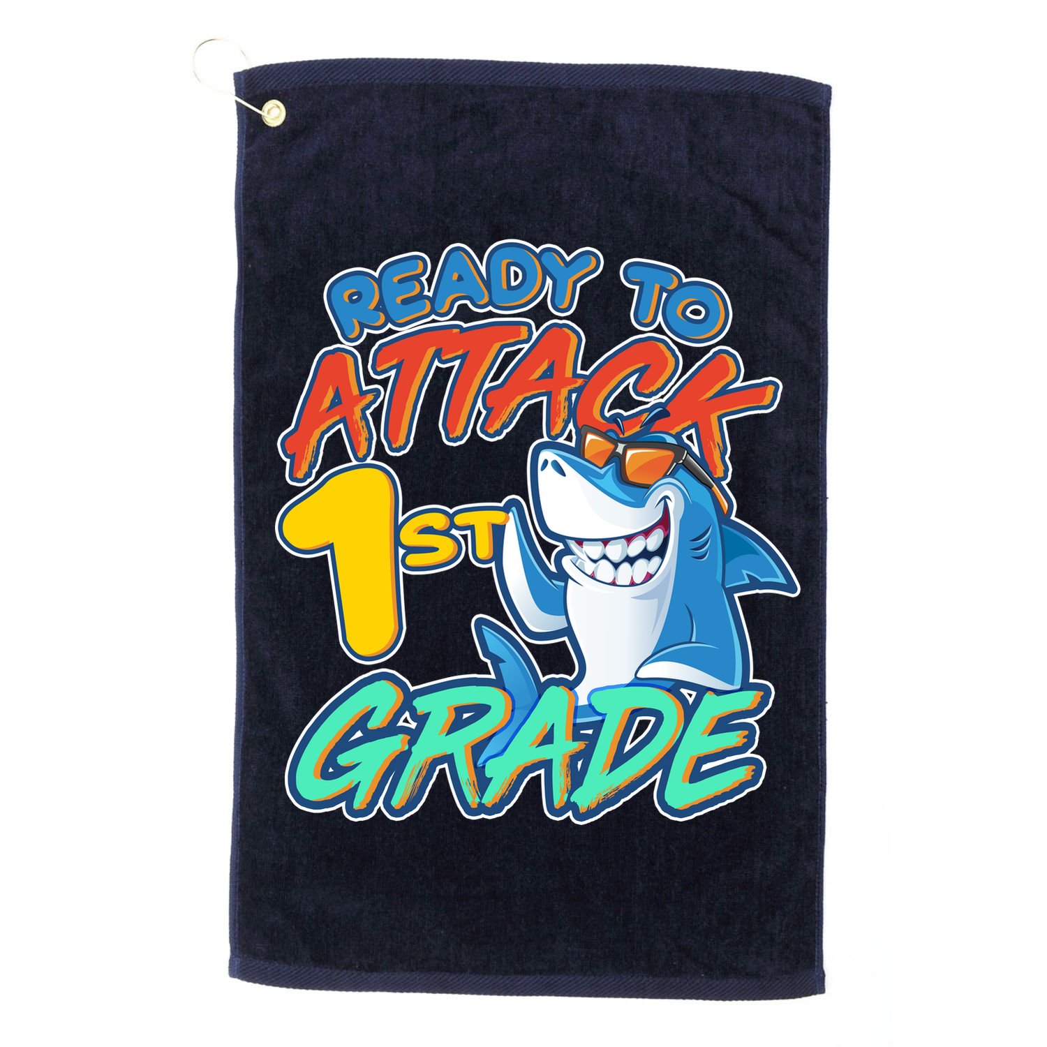 Ready To Attack 1st Grade Shark Golf Towel