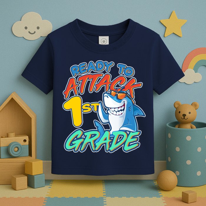 Ready To Attack 1st Grade Shark Toddler T-Shirt