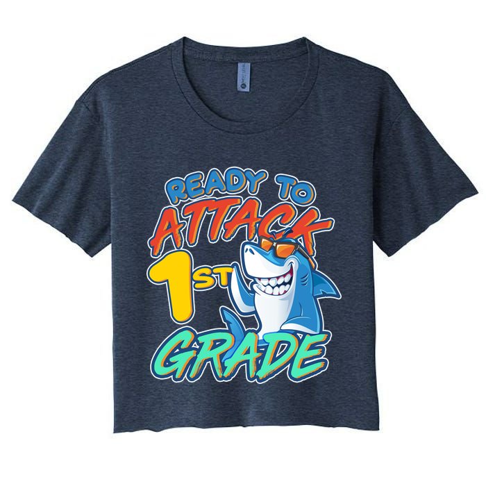Ready To Attack 1st Grade Shark Crop Top